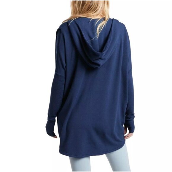 Athleta Womens Hooded Tunic Wrap‎ Top Modal/Polyester Blend S Blue - Picture 2 of 15